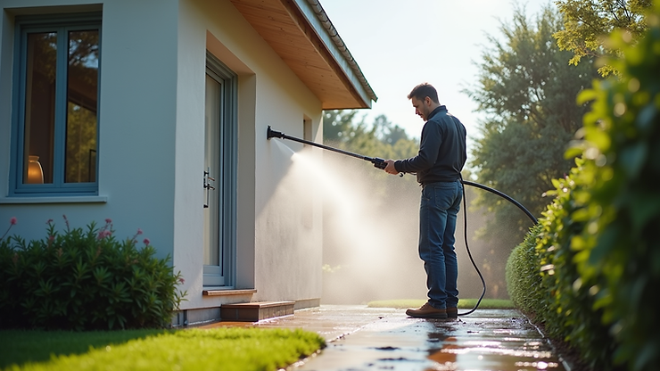 Exterior cleaning with soft wash equipment